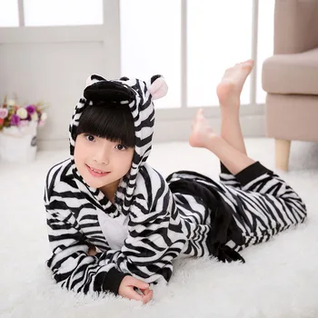 Vaikai, Berniukas Ir Mergaitė Helovinas Homecoming Šalies Kostiumų Gyvūnų Anime Zebra Cosplay Kostiumų Užtrauktukas Hoodie Onesie Pajama