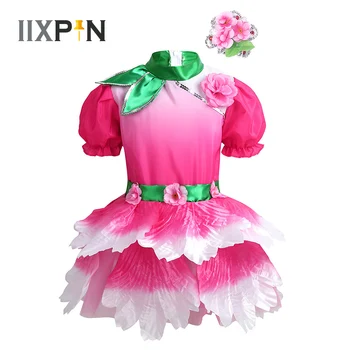 Vaikai Šiuolaikinės Merginos 3D Gėlių dancewear kostiumas vaikams Suknelė Akių Tutu Suknelė Modernaus Šokio Salsa Šokių Kostiumas