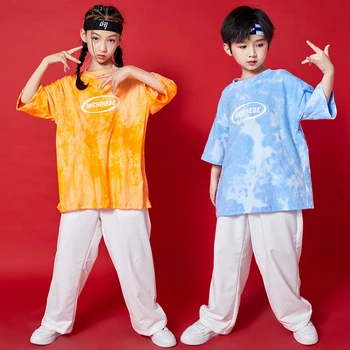 Vaikams Hip Hop Kostiumai Harajuku Kaklaraištis Dažų Spausdinti Vasaros marškinėliai Mergaitėms Berniukas Atsitiktinis Pantalones Kelnes Džiazo Streetwear Etapo Komplektus
