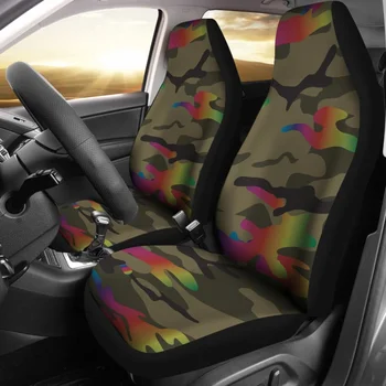 Vaivorykštė Camo Automobilių Sėdynių užvalkalai,Pakuotėje 2 Universalus Priekinės Sėdynės Apsauginis Dangtelis