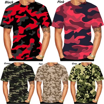 Vasaros vyriški marškinėliai Kamufliažas Modelio 3d Spausdinimo O-kaklo trumpomis Rankovėmis Moterų Gatvės Hip-hop ' Negabaritinių Marškinėliai Vyrams Viršūnes & Tees