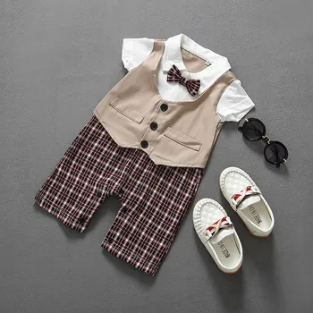 Vasarą Naujų Berniukas džentelmenas drabužių mados medvilnės peteliškę naujagimį berniuką drabužius kūdikiams