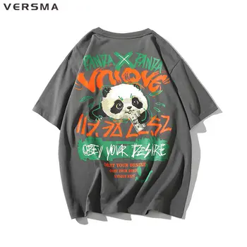 VERSMA Japonijos Elegantiškos Mados Panda Grafiti Atspausdintas T-shirt Vyrų Vasaros Aukštos Streeet Negabaritinių Vintage Marškinėliai Vyrams Dropshipping