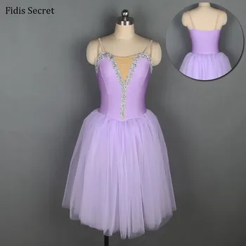 Violetinė Romantiškas Tutu Camisole Dancewear,Moterų Profesionalių Baleto Ilga Suknelė,Mergaitės Balerinos Gėlių Fairy Princess Etape Kostiumas