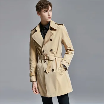 Vyrai tranšėjos paltai vyras dvieiliai палто мужская модный drabužius slim fit paltas ilgomis rankovėmis Gamtoje chameleonas rudenį, žiemą