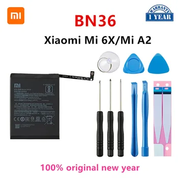 Xiao mi 100% Originalus BN36 3010mAh Baterija Xiaomi Mi 6X Mi6X Mi A2 MIA2 BN36 Aukštos Kokybės Telefoną Pakeisti Baterijas +Įrankiai