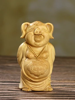 Zodiako Pasisekė Kiaulių Bajie Medžio Drožyba Namų Puošybai Yin Yang Feng Shui Ornamentu Namų Reikmenys