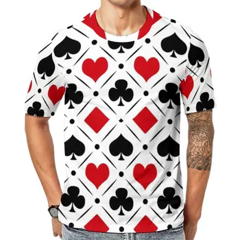 Širdies Pokerio T-Shirt Raudonas Juodas Pledas Populiarus T Marškinėliai trumpomis Rankovėmis Grafinis Marškinėlius Pigūs Vasaros EMO Didelis Dydis Viršuje Tees