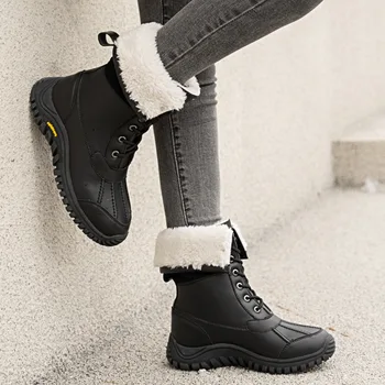 Žiemą Lauke Sniego Batus neslidžiais Šiltas Vidurio batai Neperšlampami Guminiai Batai Moterims, didelio Dydžio, Žiemos Batų Moteris Platforma Sneaker