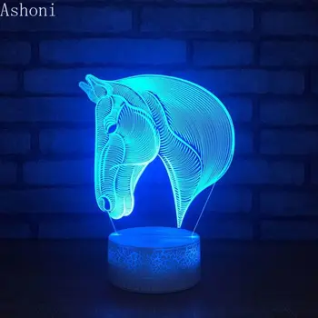 Žirgo Galvos 3D Stalo Lempa Kūdikiui Akrilo LED Nakties Šviesos Touch 7 Spalva Keičiasi Šalies Dekoratyvinės Šviesos Kalėdų Dovana
